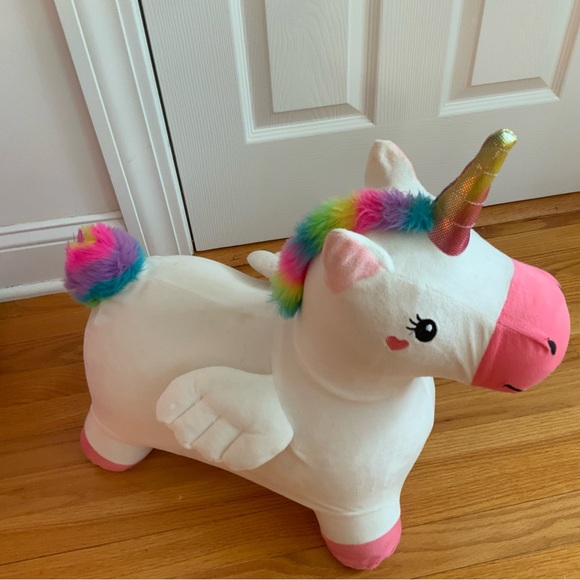 Bouncy Unicorn Horse Plush Toddlers Bouncing Horse Hopper Ride on IPlay ILearn T - Picture 1 of 10